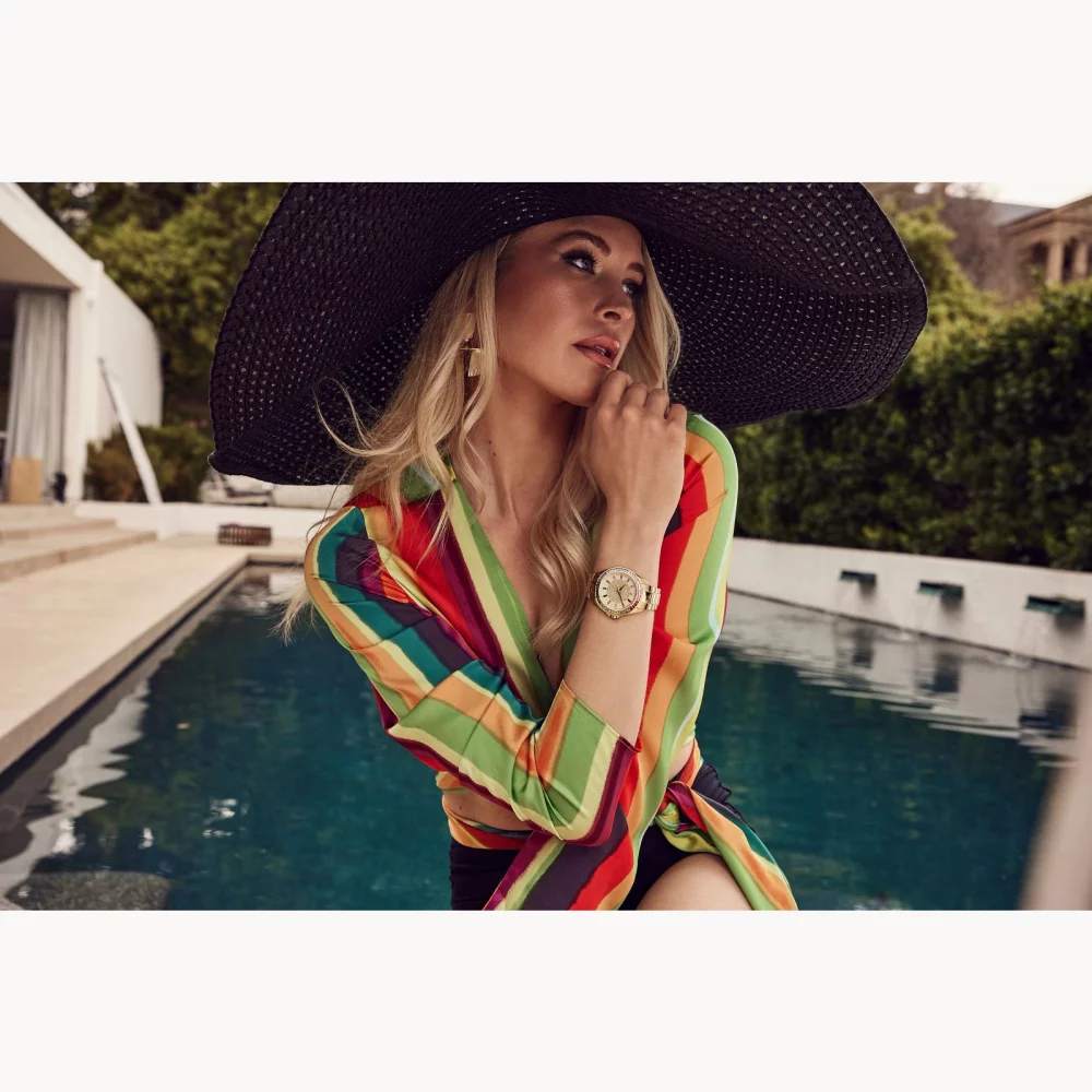 Montre Bulova® Crystal Collection pour hommes, modèle Gold Phantom avec cristaux arc-en-ciel.