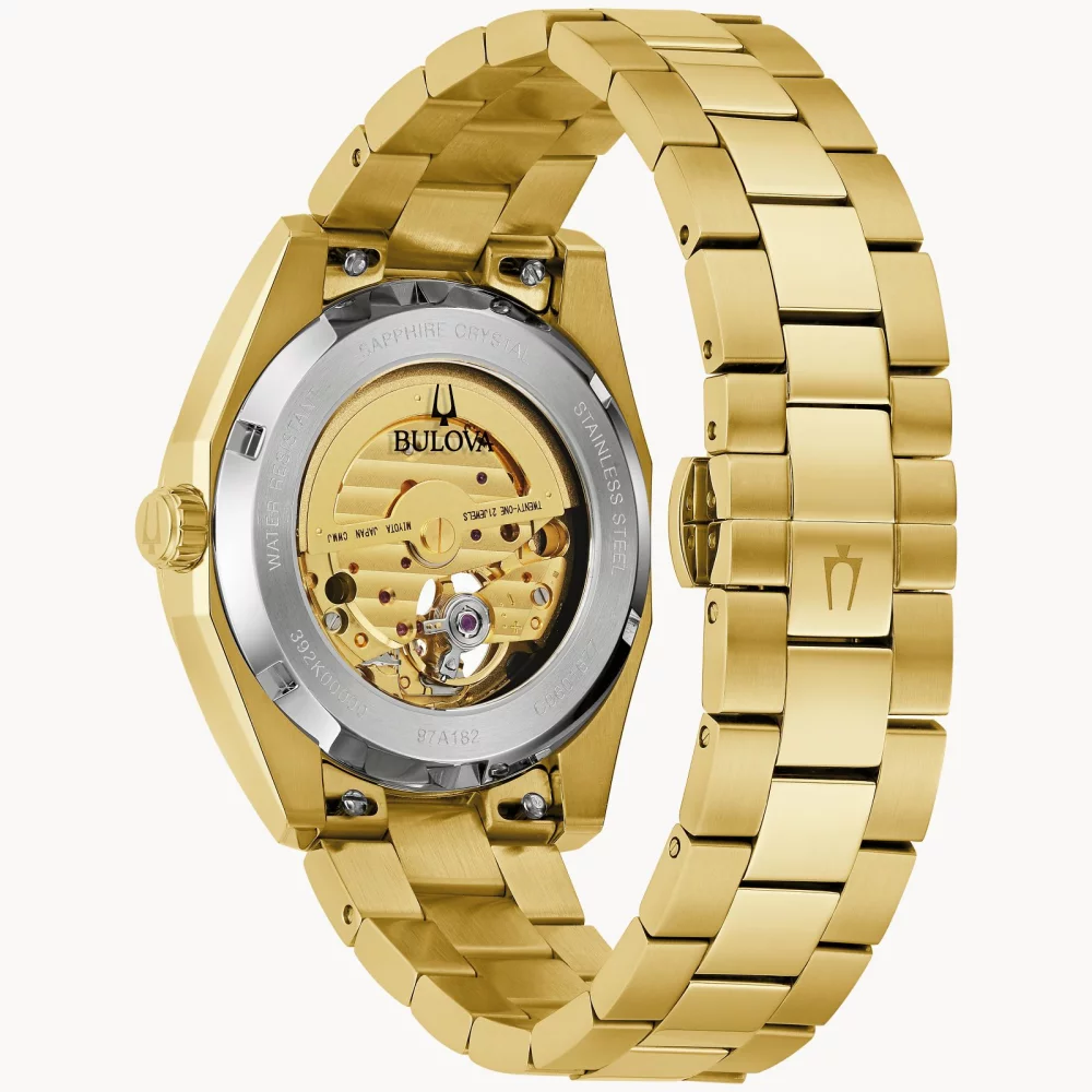 Montre automatique Bulova® Classic Collection pour hommes avec cadran ouvert en or.