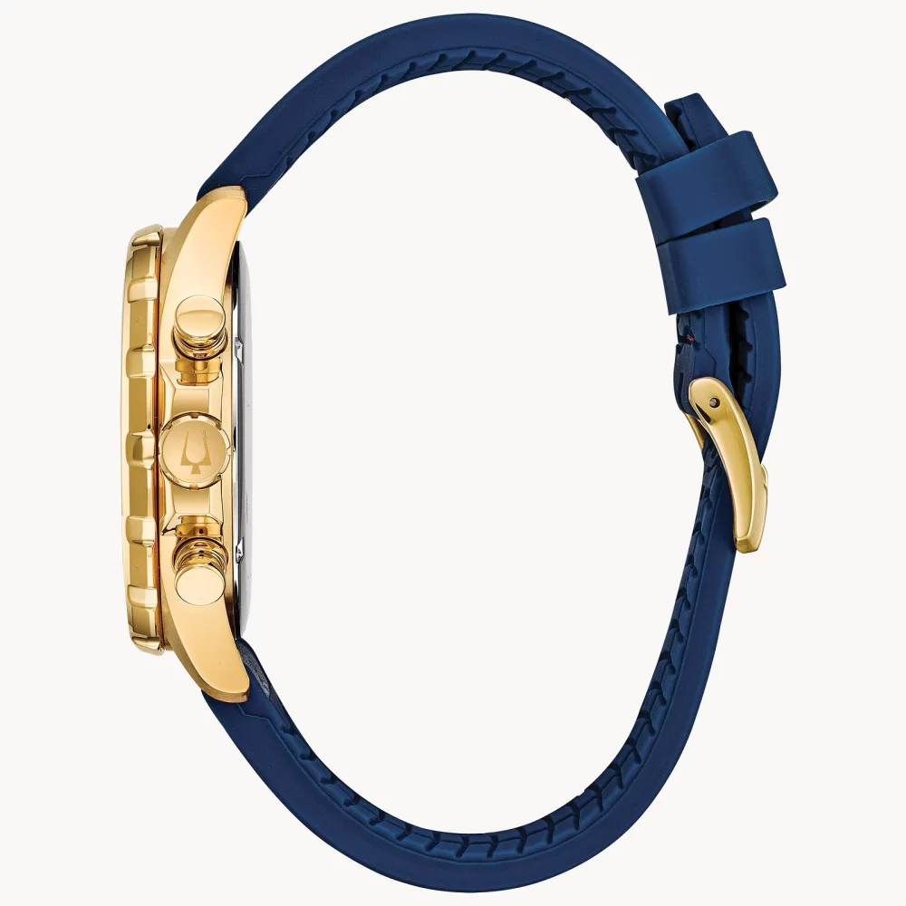 Montre homme Bulova® Marine Star® Collection en or avec bracelet en silicone.