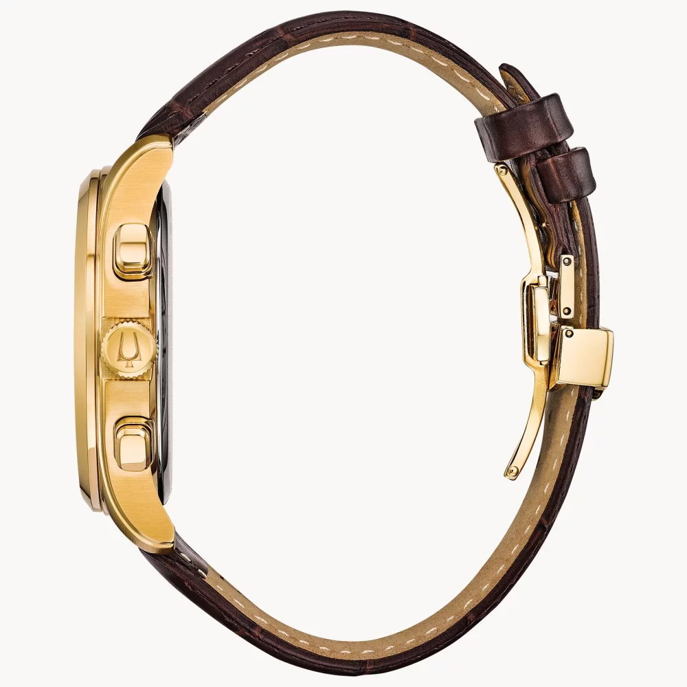 Bulova® Classic Collection Men's Gold Chronograph Wilton Watch w/Brown Crocodile Strap