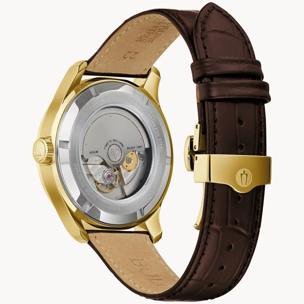 Montre automatique Bulova® Classic Collection pour homme en or Wilton avec cadran de carte du monde