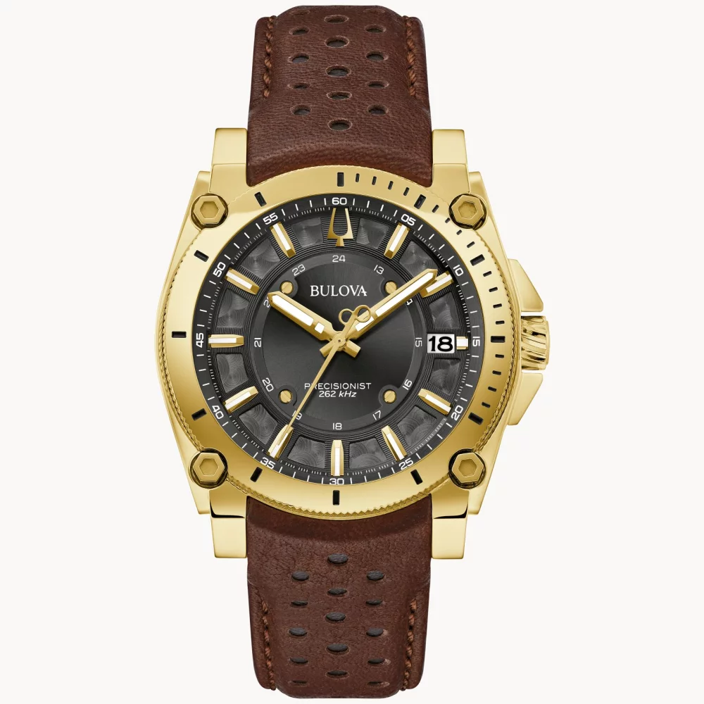 Bulova® Icon Collection Men's Gold Watch w/Leather Strap