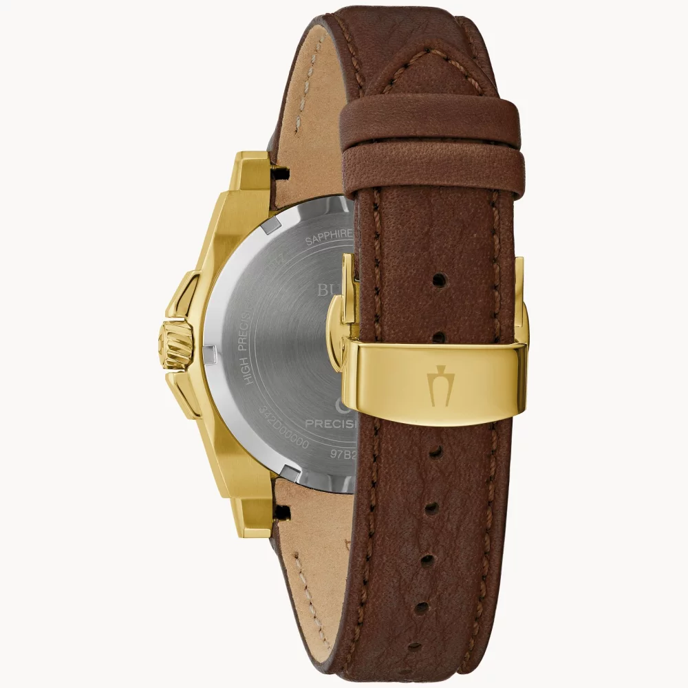 Bulova® Icon Collection Men's Gold Watch w/Leather Strap