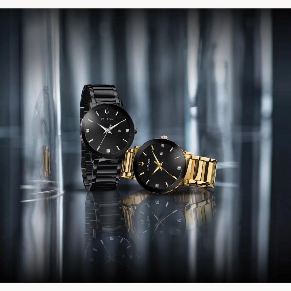 Montre Bulova® Modern Collection pour hommes en or avec cadran noir rond