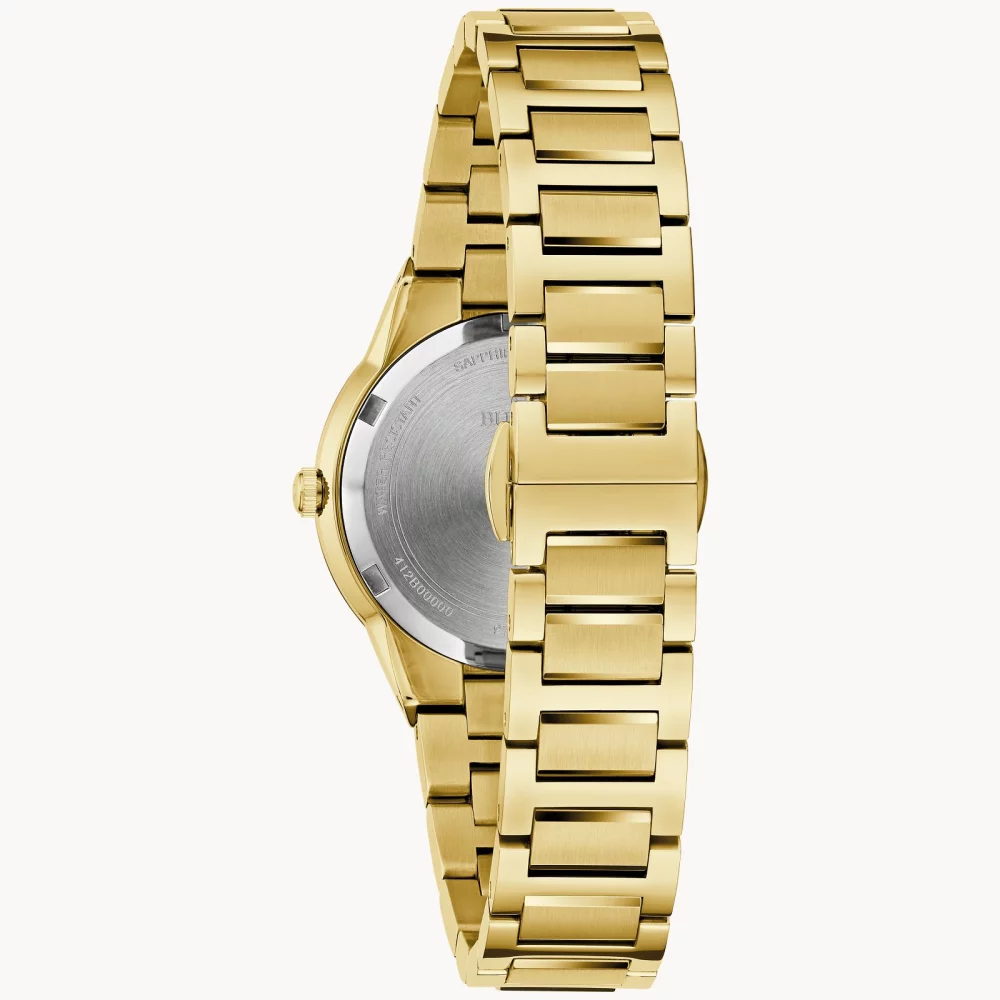 Montre Bulova® Modern Collection Millennia® pour femmes en or avec cadran rond noir.