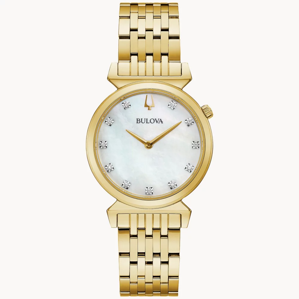 Bulova® Classic Collection Women's Gold Regatta Watch w/Mother of Pearl Dial