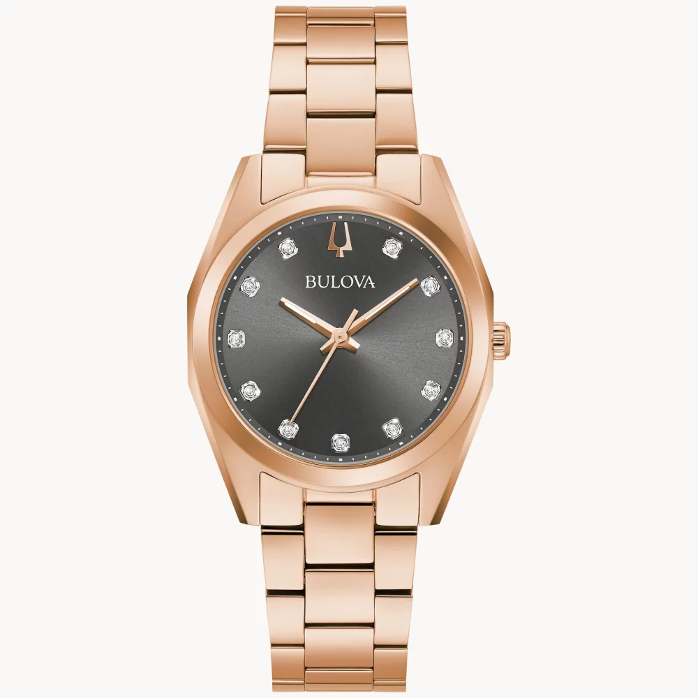 Montre Bulova® Classic Collection pour femmes en or rose avec cadran gris rond