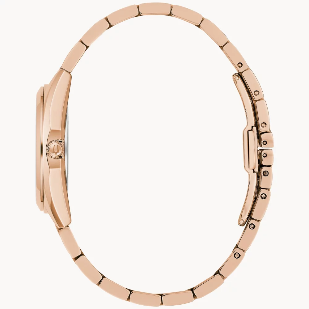 Montre Bulova® Classic Collection pour femmes en or rose avec cadran gris rond