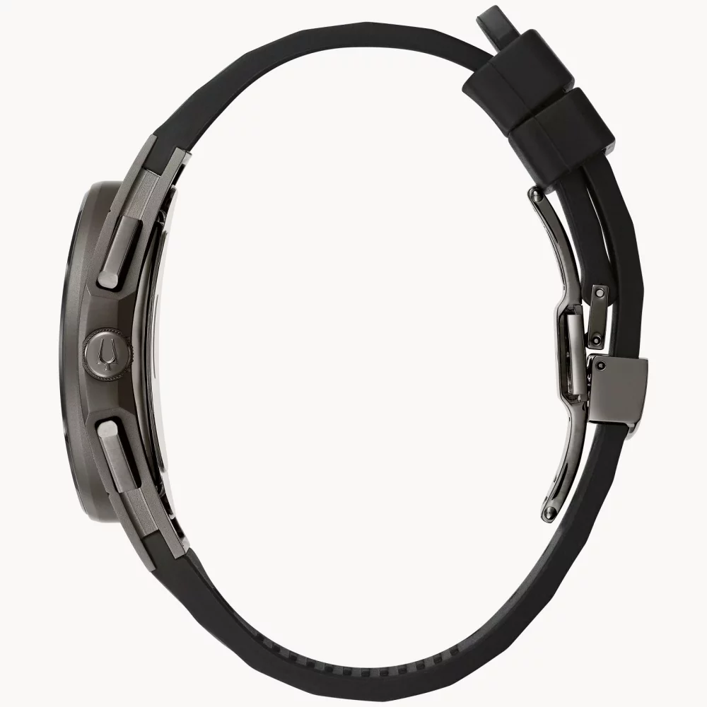 Bulova® CURV Collection Men's Black Watch w/Rubber Strap