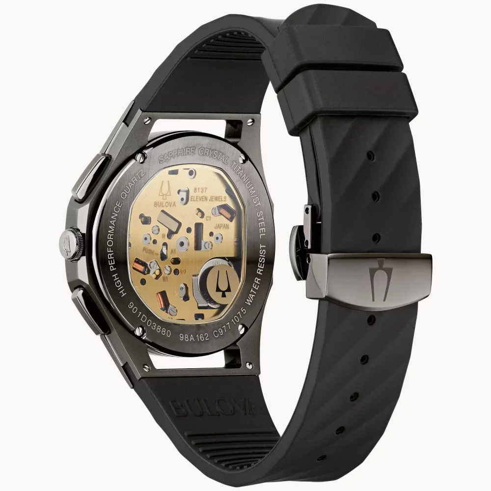 Bulova® CURV Collection Men's Black Watch w/Rubber Strap