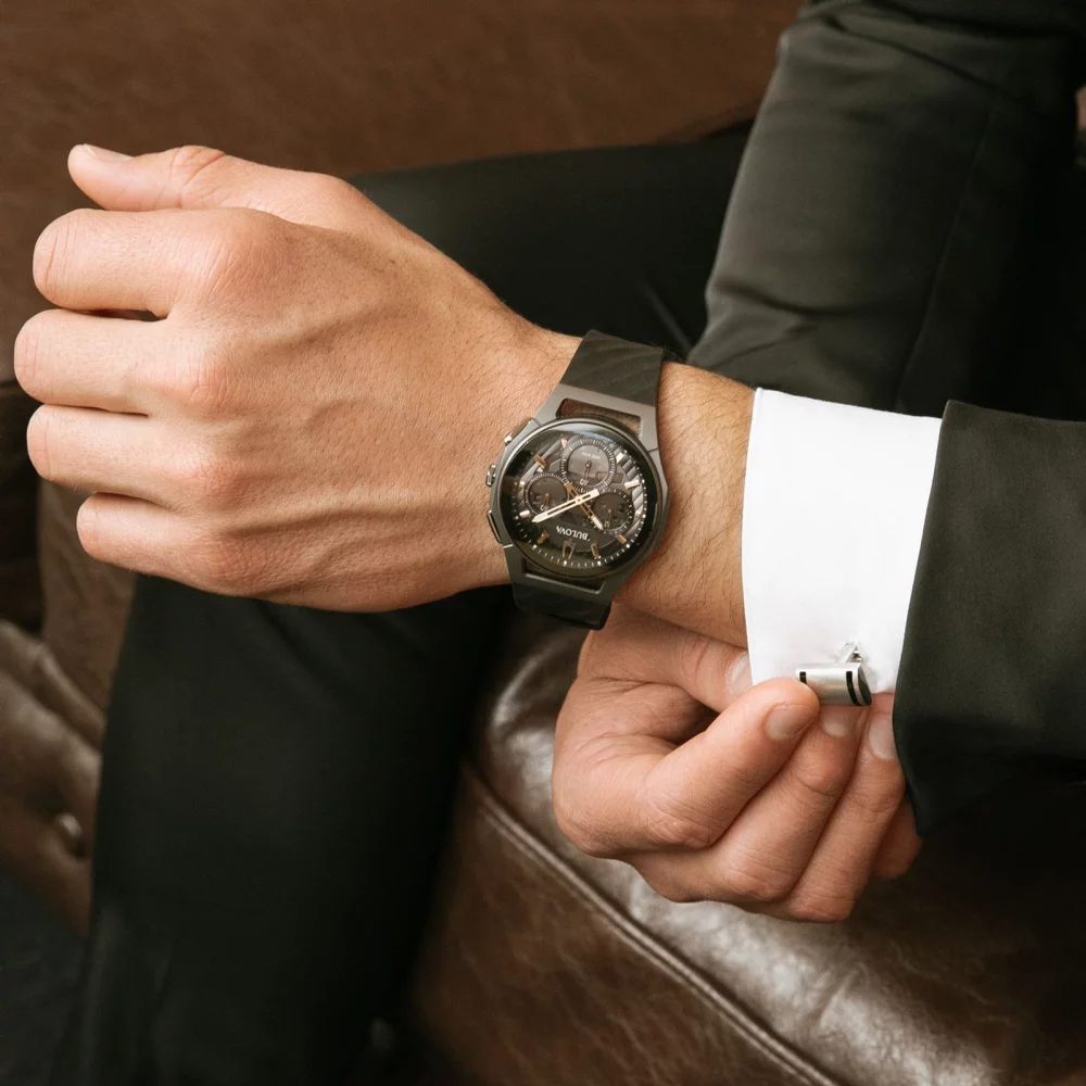 Bulova® CURV Collection Men's Black Watch w/Rubber Strap