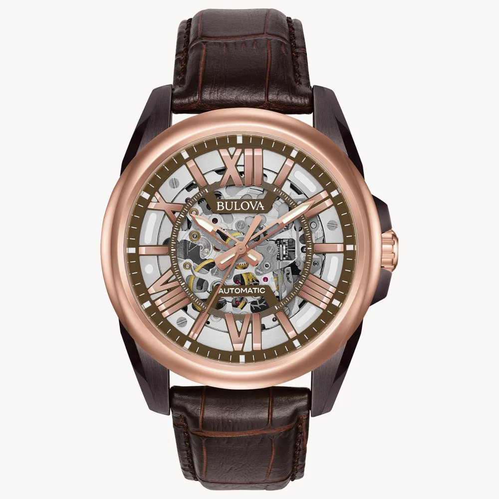Bulova® Classic Collection Men's Rose Gold Sutton Automatic Watch w/Round Rose Gold Dial