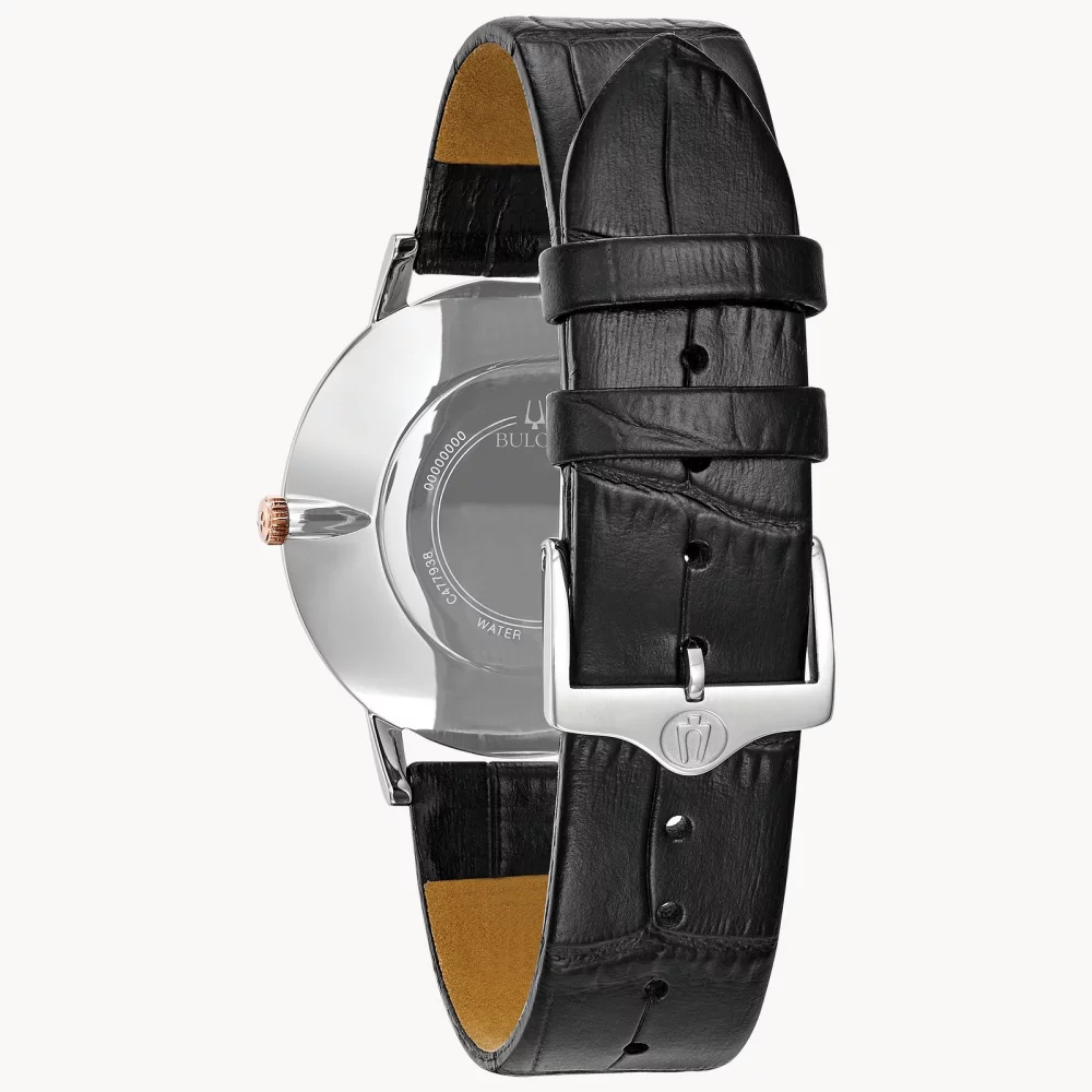 Bulova® Classic Collection Men's Silver Watch w/Rose Gold Accents