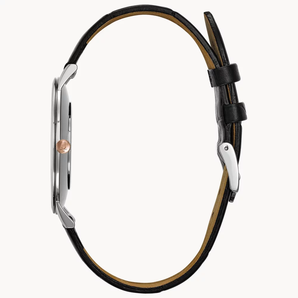 Bulova® Classic Collection Men's Silver Watch w/Rose Gold Accents