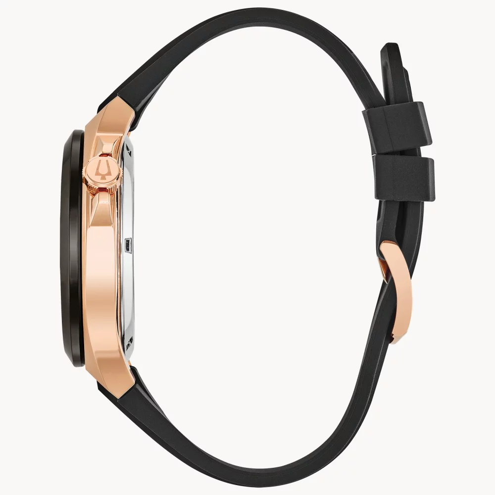 Bulova® Maquina Collection Men's Rose Gold Automatic Watch w/Silicone Strap