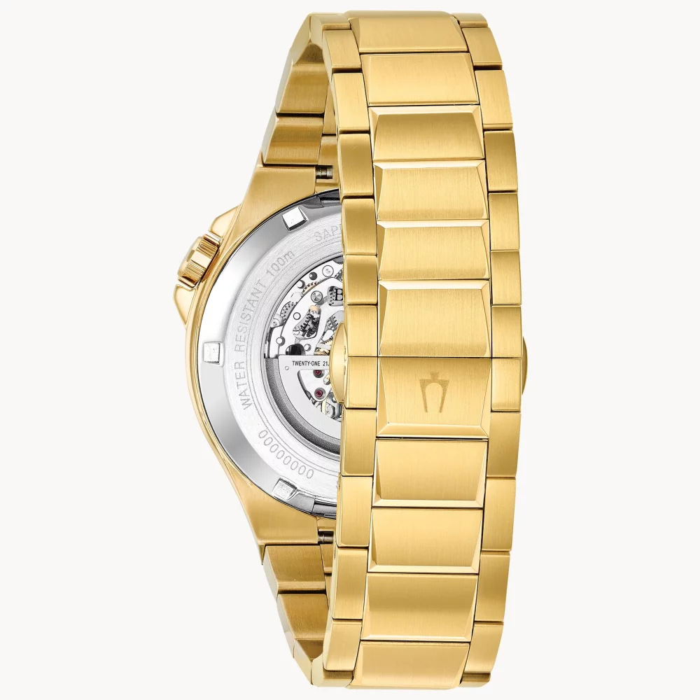 Bulova® Maquina Collection Men's Gold Automatic Watch w/Round Black Dial