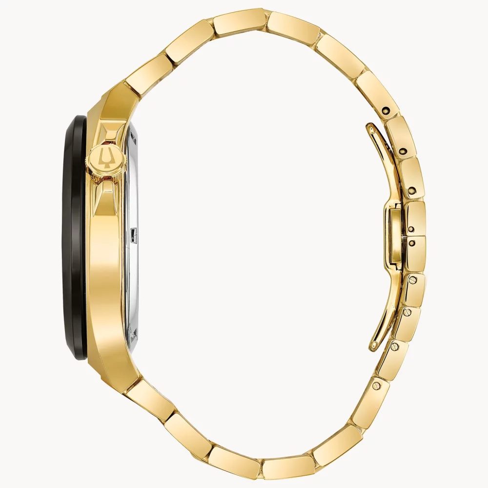 Montre automatique pour homme de la collection Bulova® Maquina en or avec cadran noir rond