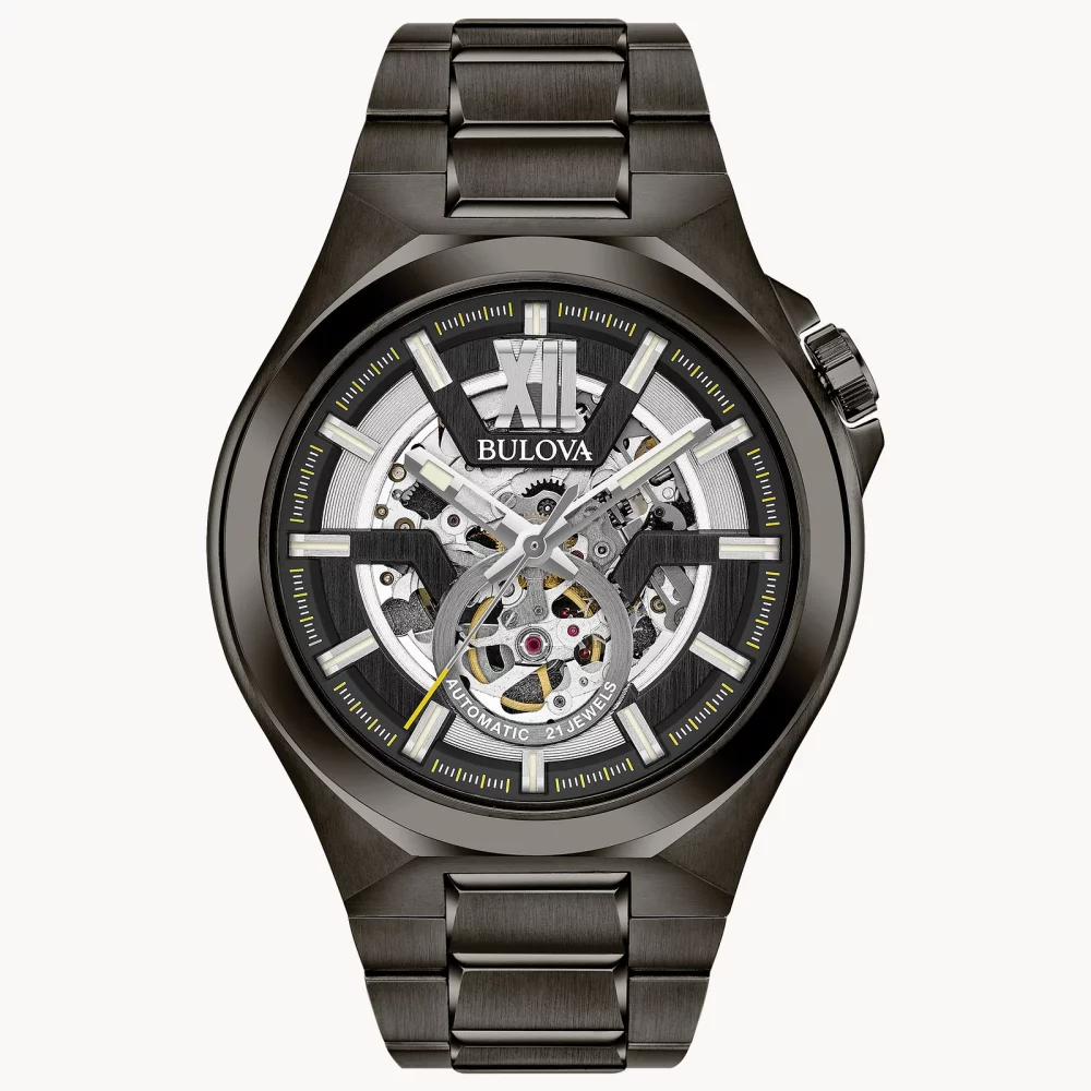 Montre automatique pour homme de la collection Bulova® Maquina en gris métal gun.