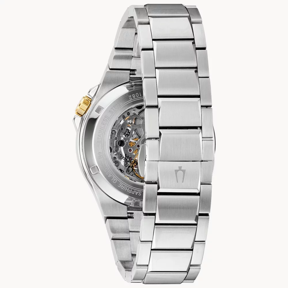 Montre automatique pour homme de la collection Bulova® Maquina en argent avec accents dorés.