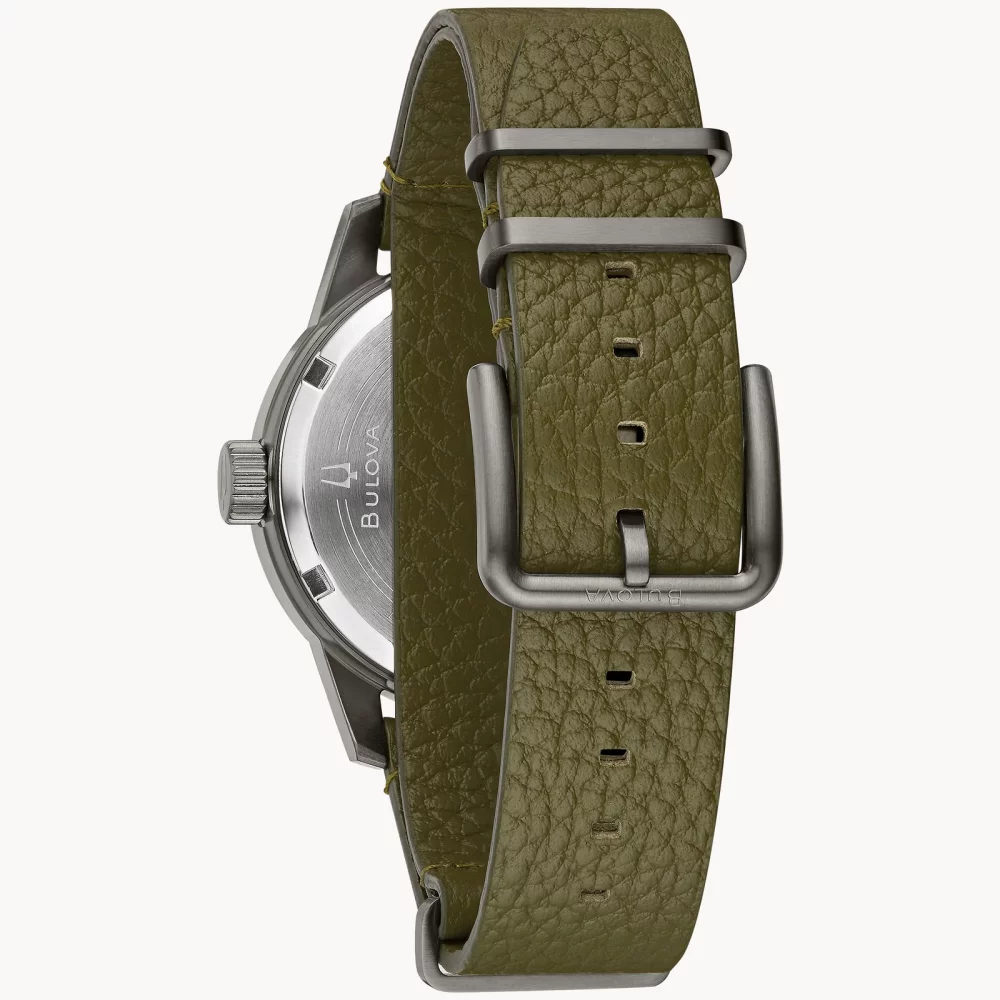 Bulova® Military Collection Men's Automatic Hack Watch w/Green Leather Strap