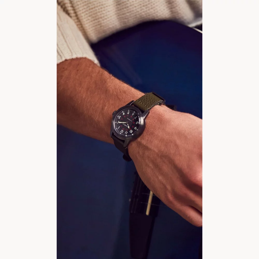 Bulova® Military Collection Men's Automatic Hack Watch w/Green Leather Strap
