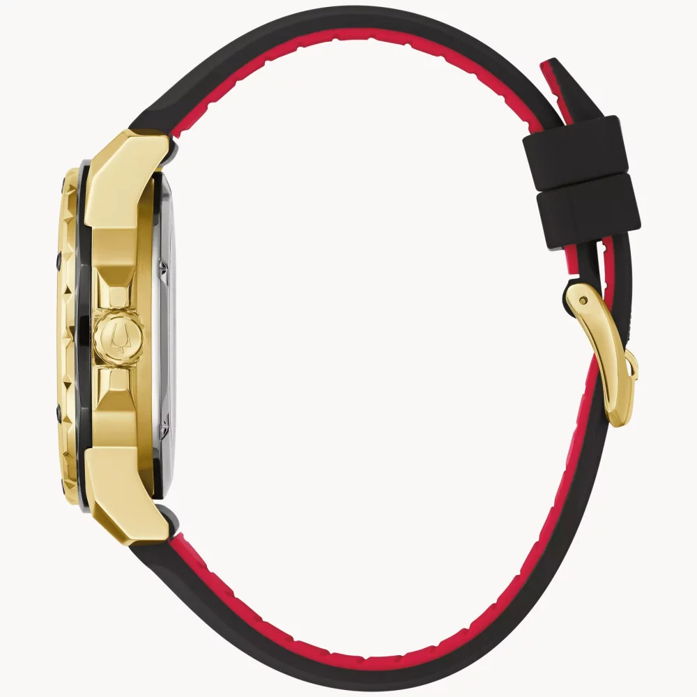 Bulova® Marine Star® Collection Men's Gold Automatic Watch w/Black Silicone Strap