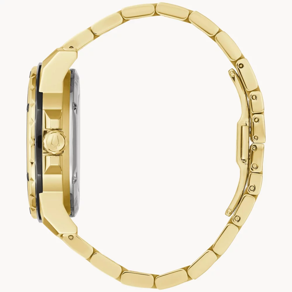 Bulova® Marine Star® Collection Men's Gold Automatic Watch w/Round Black Dial