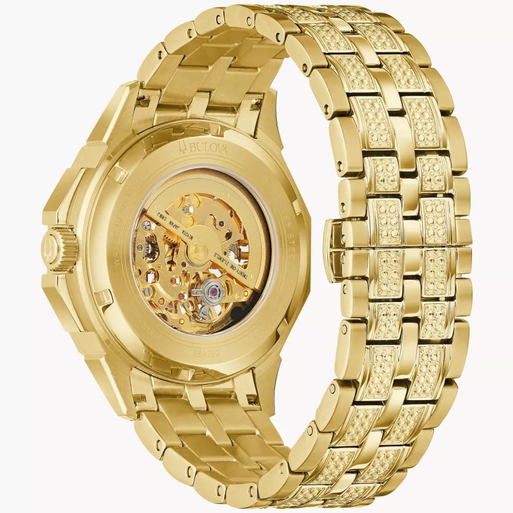 Montre automatique Bulova® Crystal Collection pour homme en or avec cadran squelette
