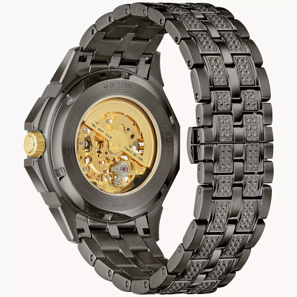 Bulova® Crystal Collection Men's Grey Automatic Octava Watch w/Skeletal Dial