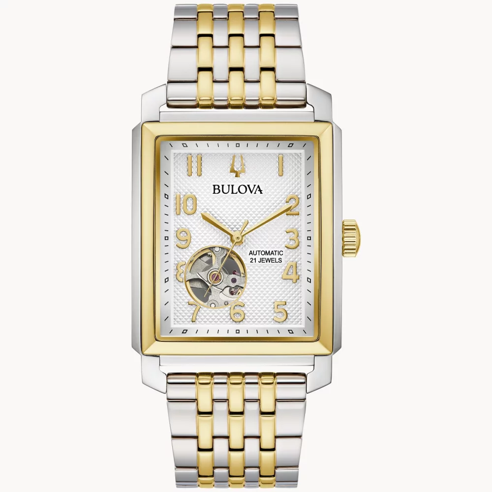 Bulova® Classic Collection Men's Sutton Automatic Watch w/Rectangular Gold Dial