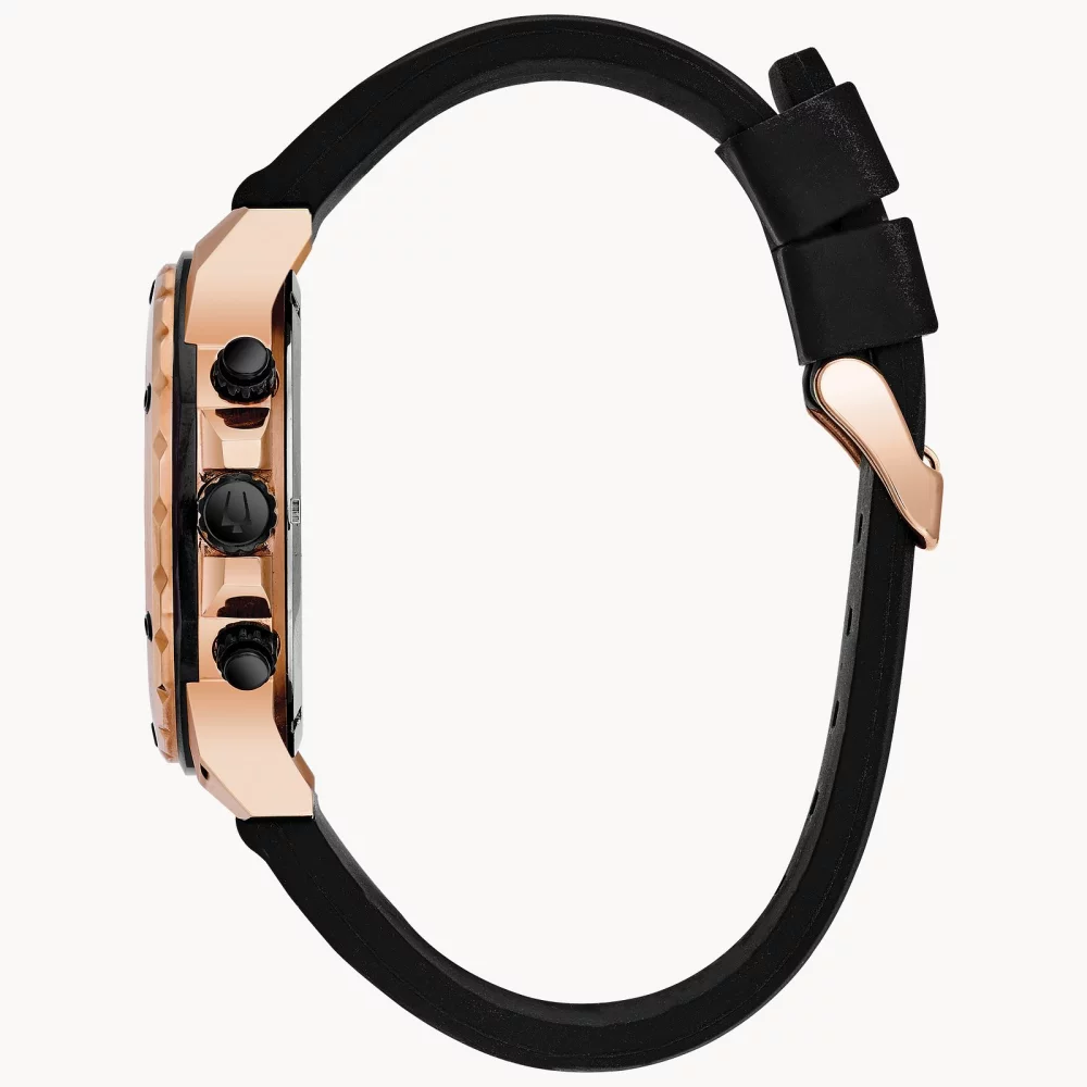 Bulova® Marine Star® Collection Men's Rose Gold Chronograph Watch w/Silicone Strap