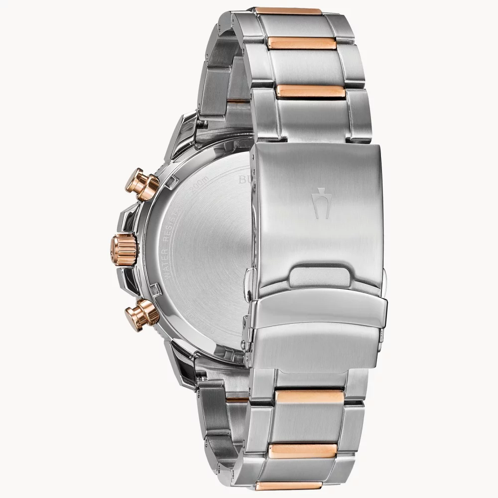 Bulova® Marine Star® Collection Men's Silver Chronograph Watch w/Round Blue Dial