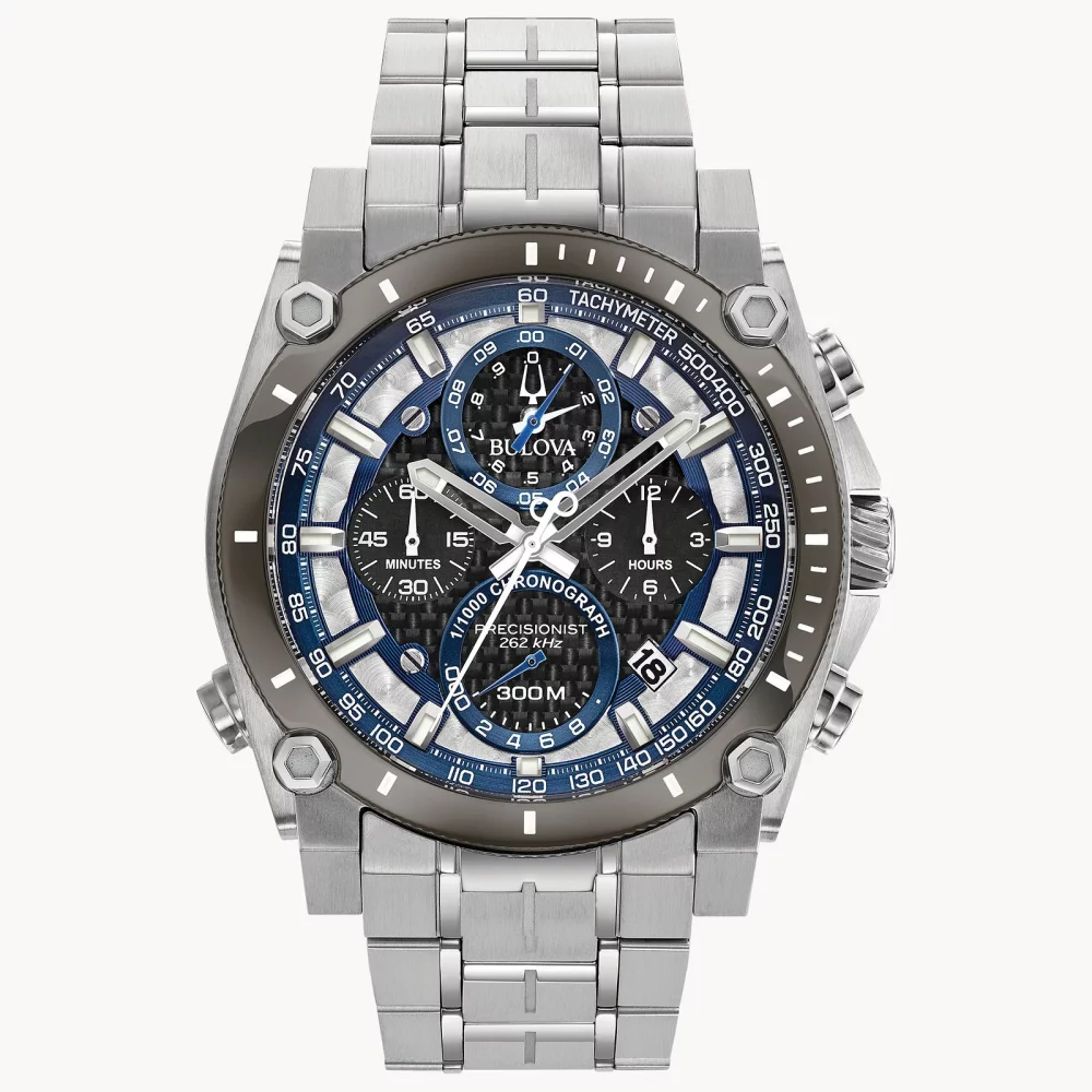 Bulova® Icon Collection Men's Silver Precisionist Watch w/Round Grey Dial