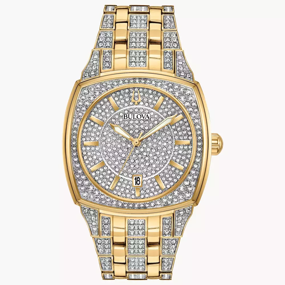 Montre Bulova® Crystal Collection pour hommes, modèle Gold Phantom avec cadran coussin