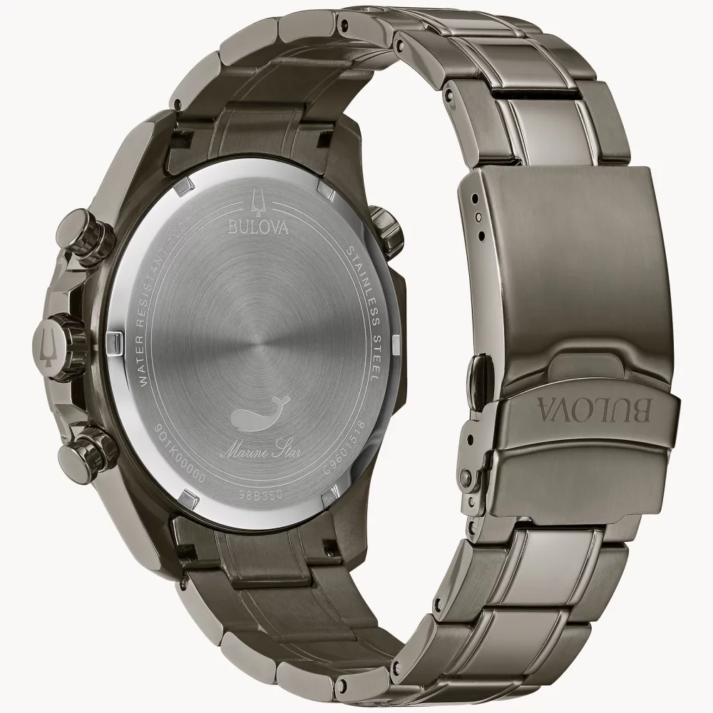 Bulova® Marine Star® Collection Men's Grey Watch w/Round Red Dial