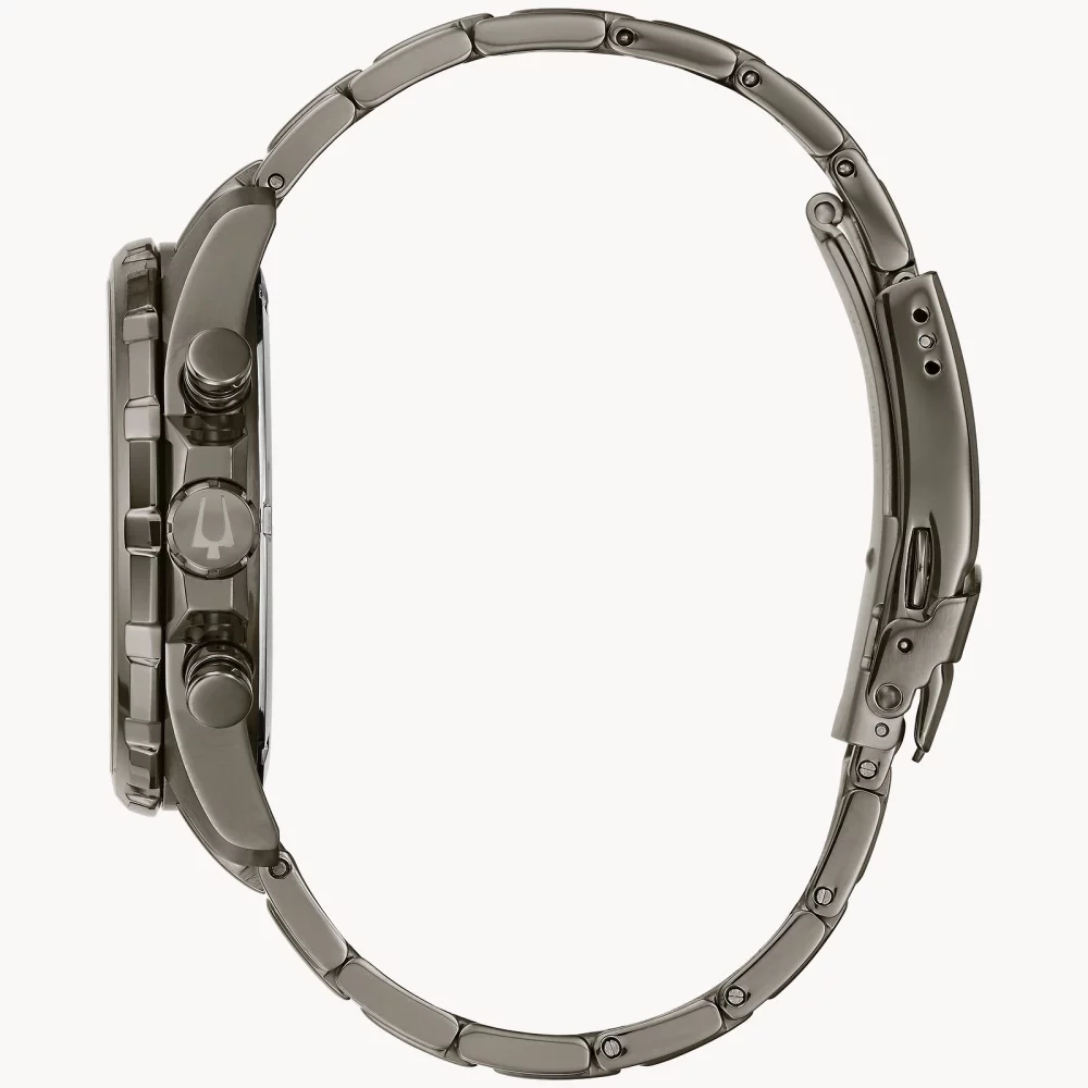 Montre grise pour homme de la collection Bulova® Marine Star® avec cadran rond rouge.