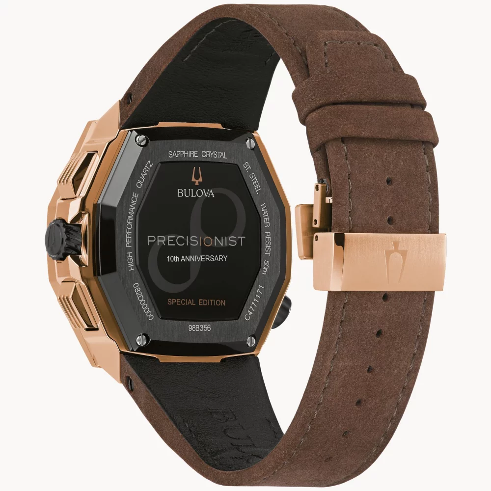 Montre Bulova® Series X SE Collection pour hommes en or rose avec bracelet en cuir