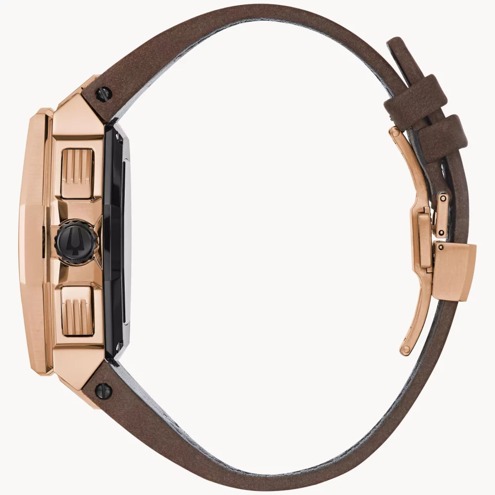 Montre Bulova® Series X SE Collection pour hommes en or rose avec bracelet en cuir