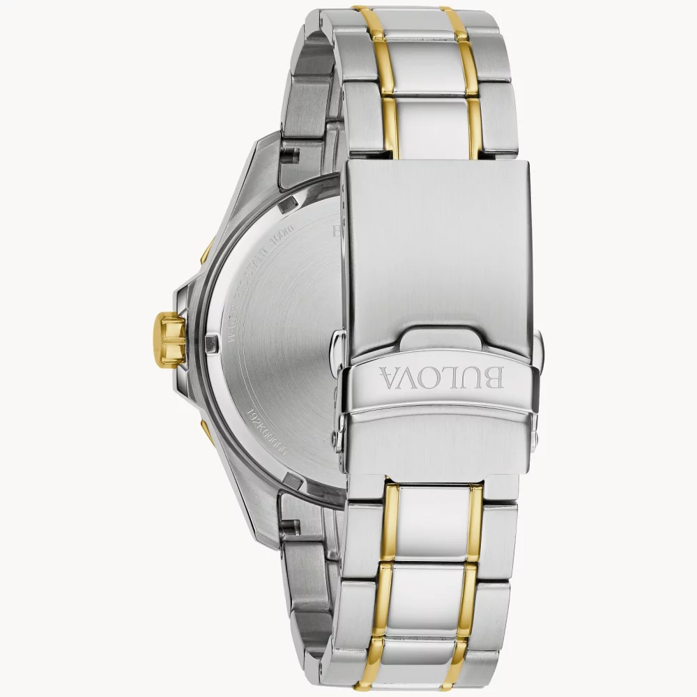 Bulova® Marine Star® Collection Men's Two Tone Watch w/Round Blue Sunray Dial