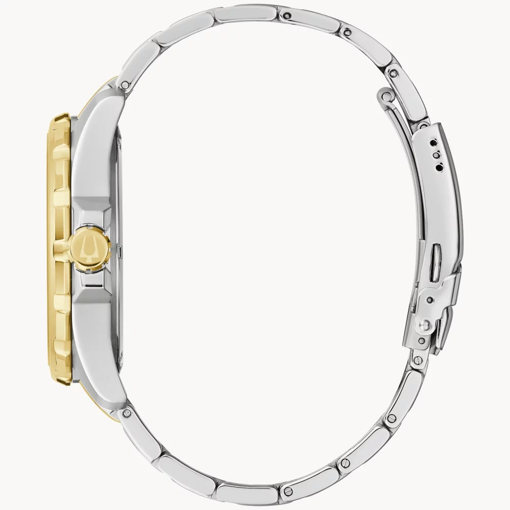 Bulova® Marine Star® Collection Men's Two Tone Watch w/Round Blue Sunray Dial