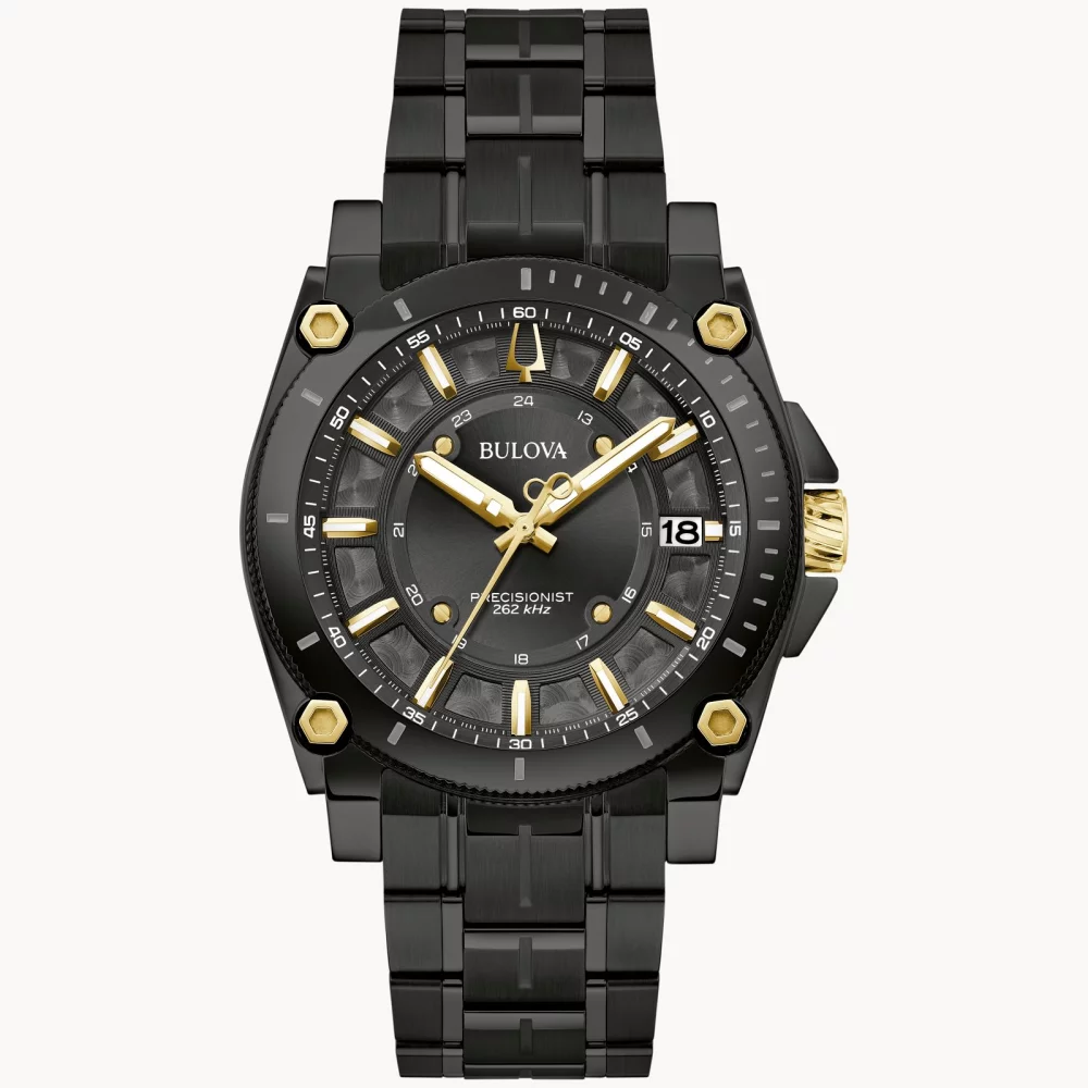 Montre en acier inoxydable noir pour homme de la collection Bulova® Icon.