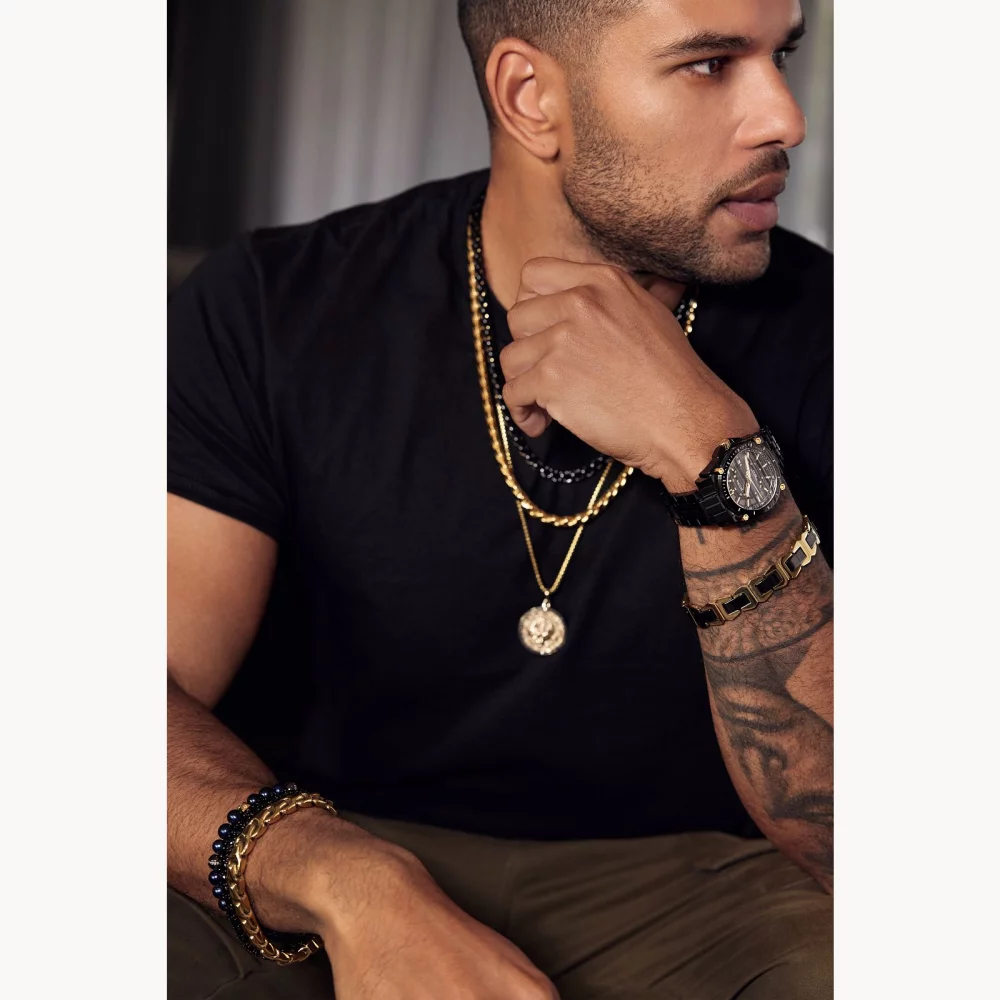 Montre en acier inoxydable noir pour homme de la collection Bulova® Icon.