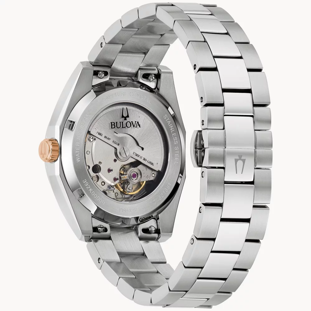 Bulova® Classic Collection Men's Silver Automatic Surveyor Watch w/Round Burgundy Red Dial
