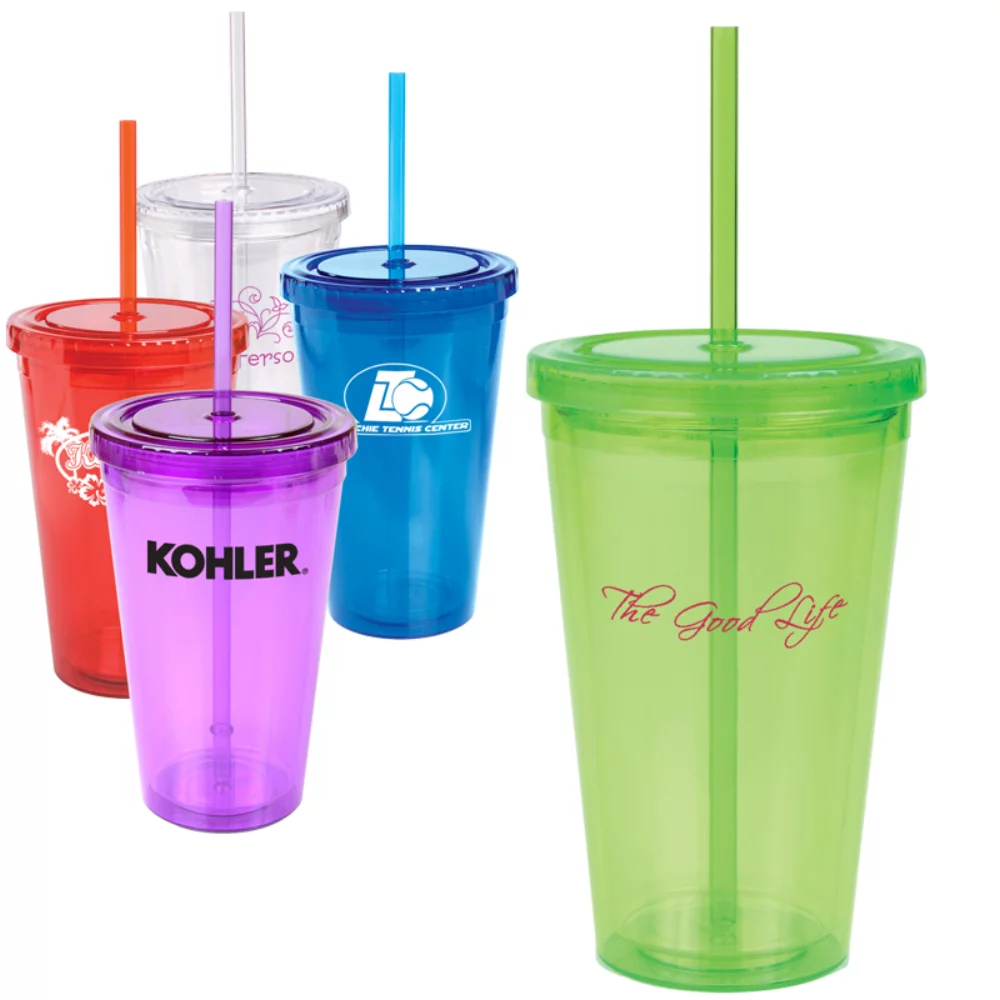Tumbler acrylique double paroi de 16 oz.