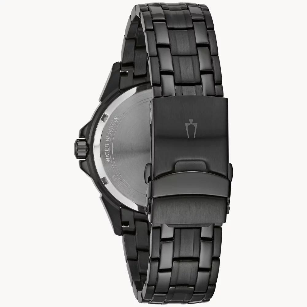 Montre noire pour homme de la collection classique Bulova® avec des accents bleus.