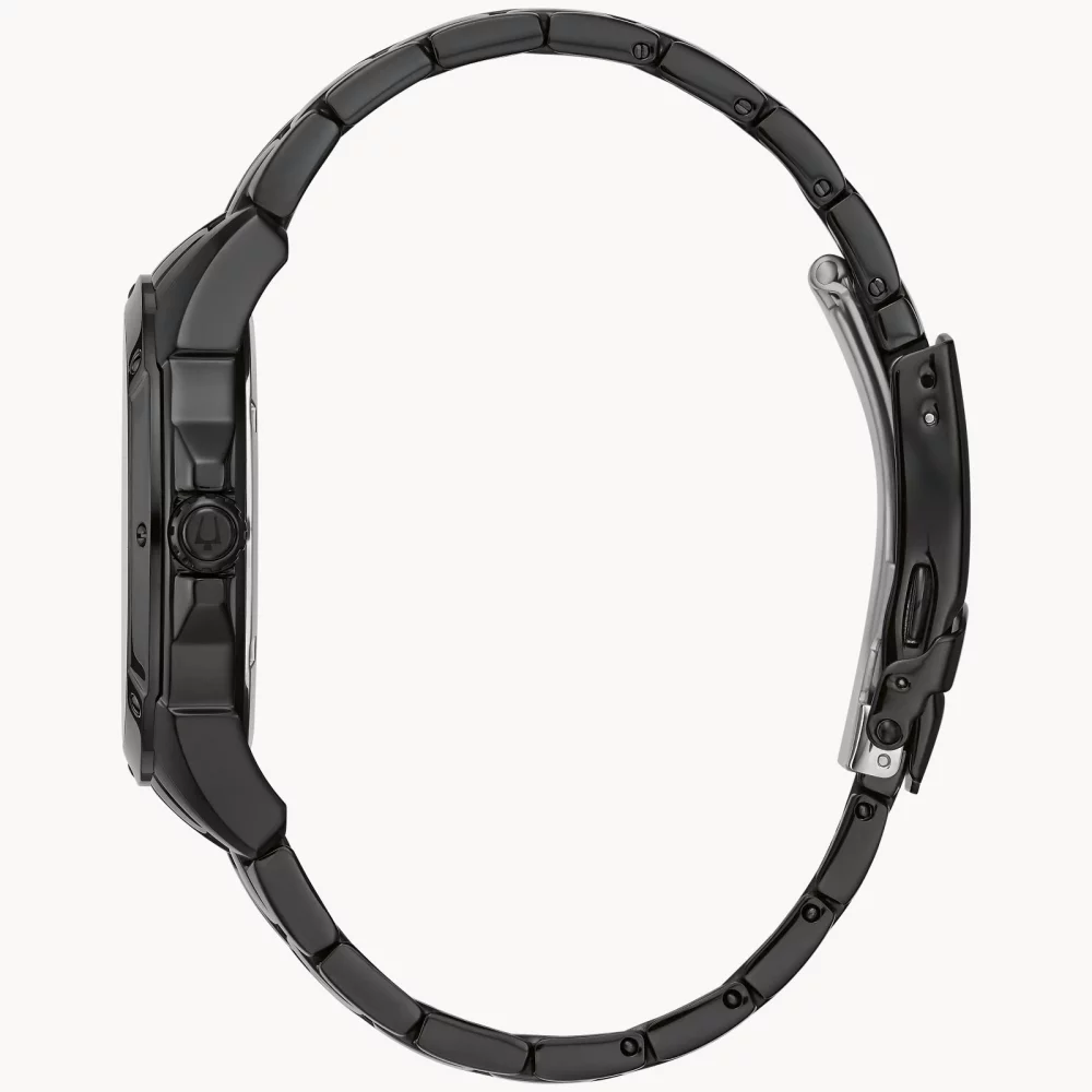 Montre noire pour homme de la collection classique Bulova® avec des accents bleus.