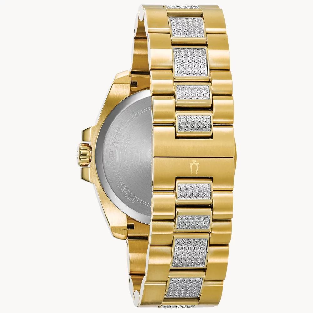Bulova® Crystal Collection Men's Gold Octava Watch w/Round Blue Dial