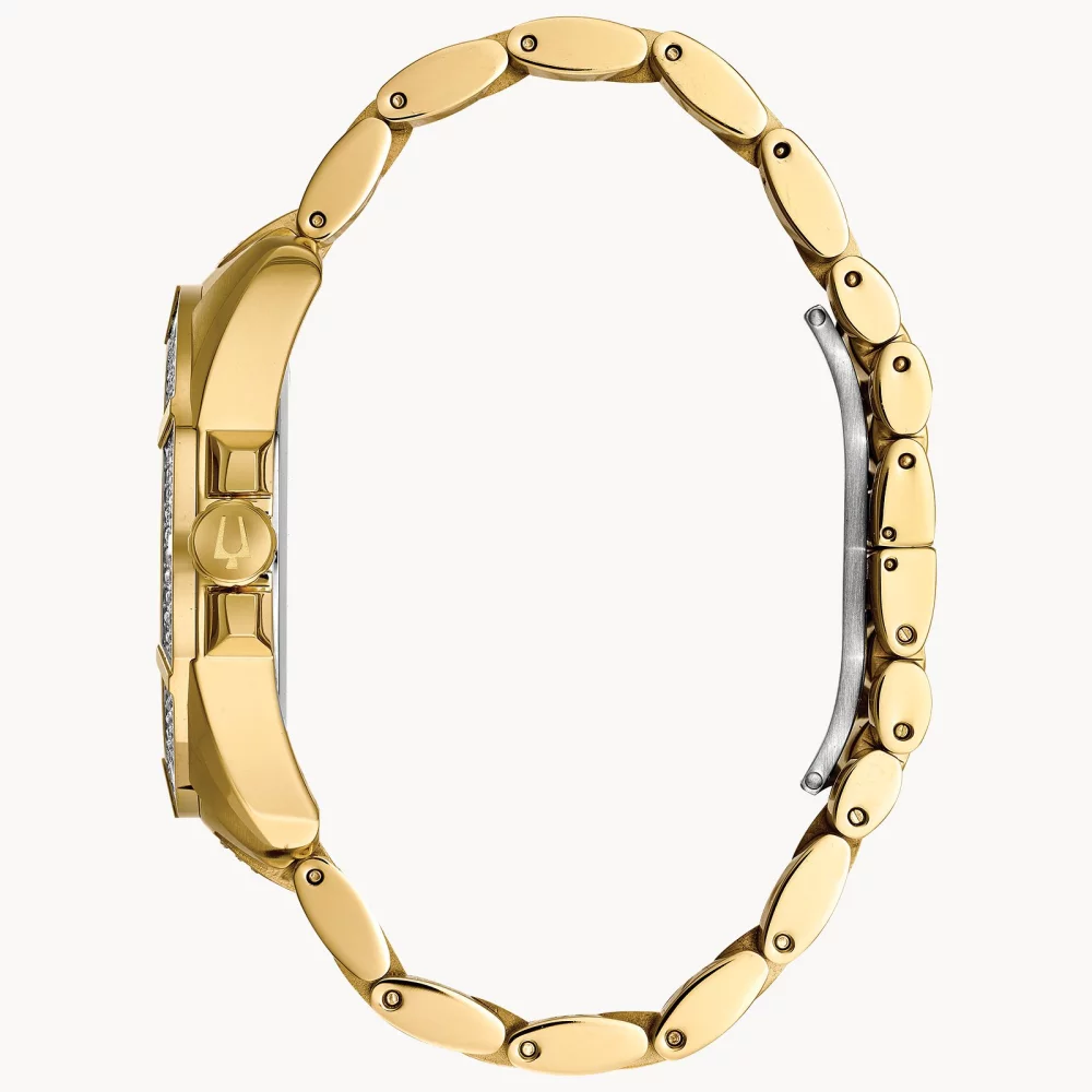 Bulova® Crystal Collection Men's Gold Octava Watch w/Round Blue Dial