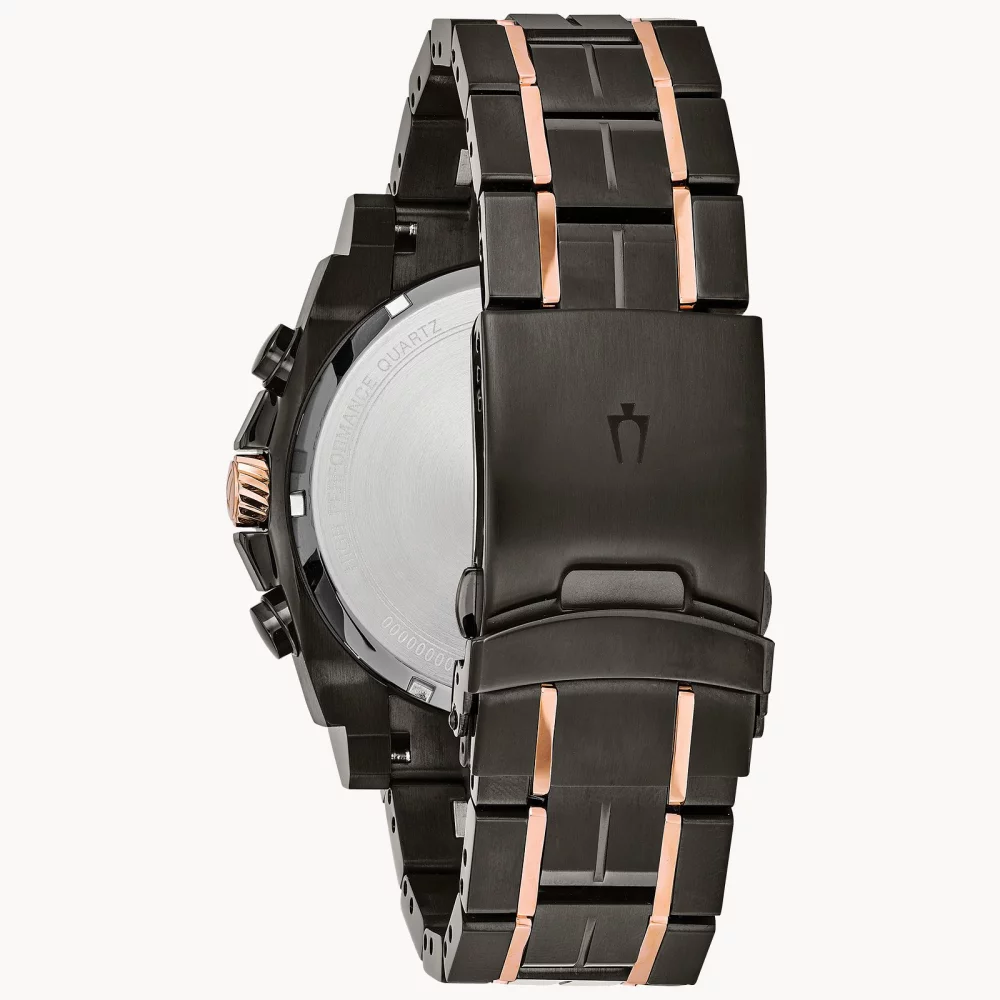 Bulova® Icon Collection Men's Black Precisionist Watch w/Rose Gold Accents