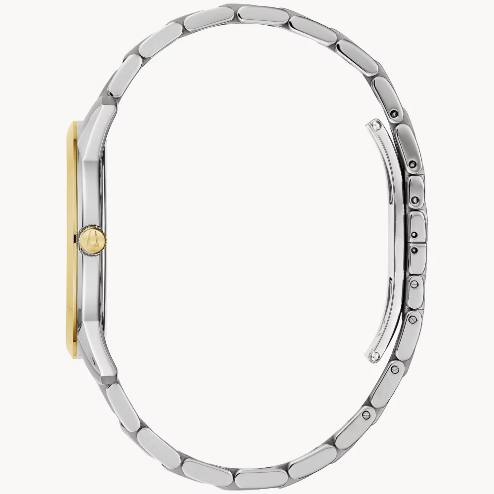 Montre Bulova® Classic Collection pour hommes, modèle Sutton en deux tons avec cadran rond noir.